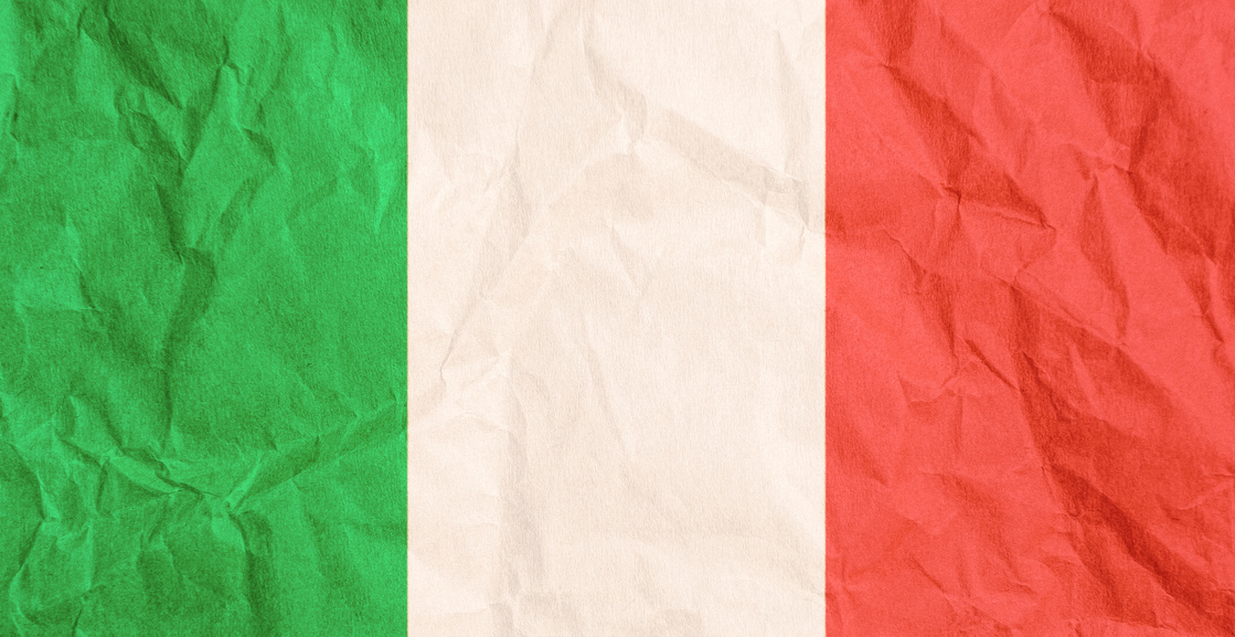 Italy Flag Crumpled Grunge Paper